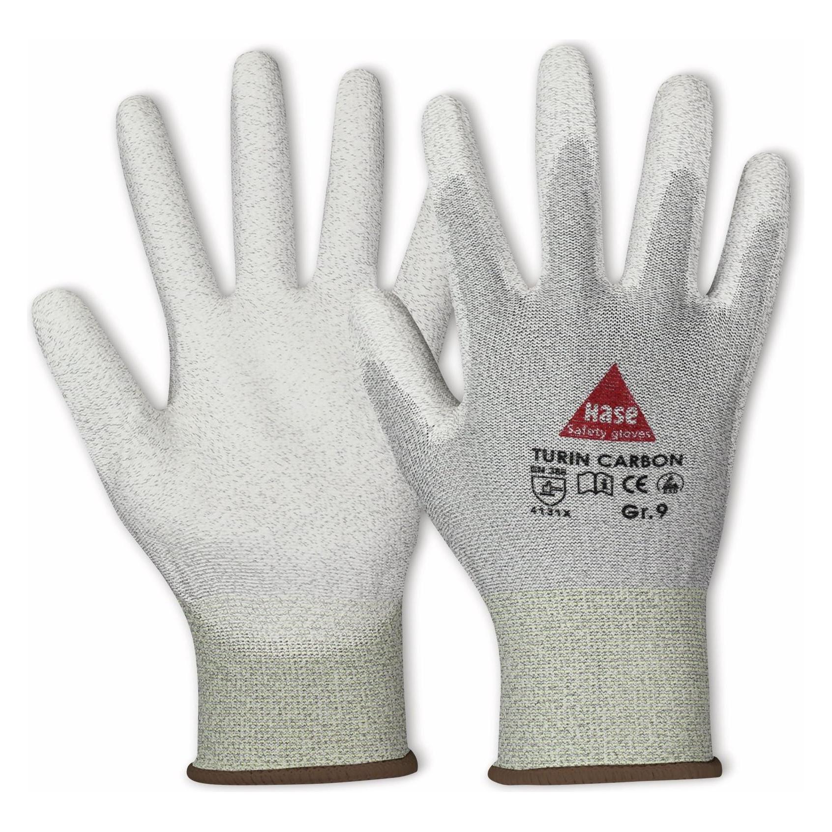 Hase Safety Gloves Montagehandschuh, TURIN CARBON, EN 388, EN 420, antistatisch, Grösse 8, grau/weiss (8) (508230)