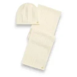Lauren Ralph Lauren für Damen. 454P23528004 Mütze-Schal-Set in Naturweiß (OSFA), Beige, Lässig, Wolle