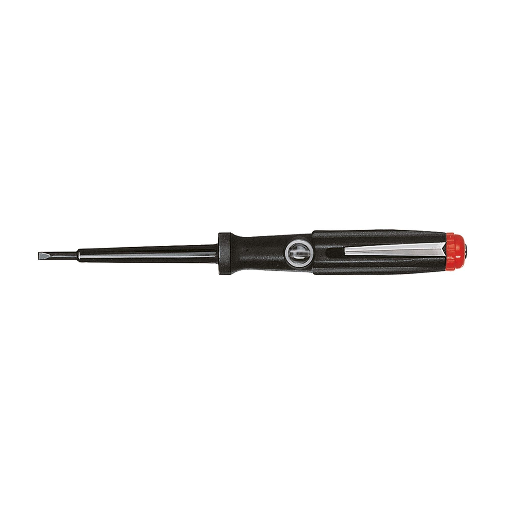 Wiha Spannungsprüfer 150-250 Volt Schlitz schwarz, mit Ansteckclip 3,0 mm x 60 mm (00456)