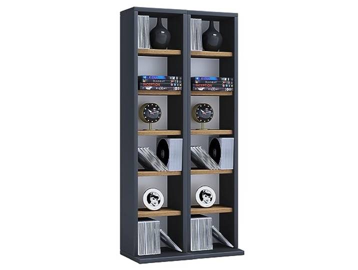 VCM CD/DVD Regal 42x20x92 cm 12 Fächer Holzwerkstoff CDs DVDs Büro