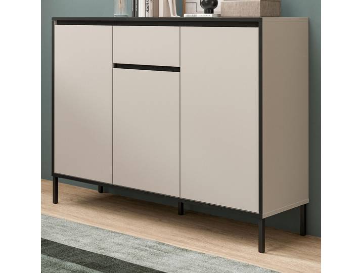 Sideboard \ Torello\ in Kaschmir und Schwarz Kommode 136 x 101 cm