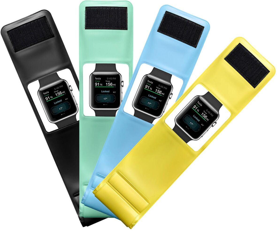 INF Wasserdichte Touchscreen-Uhrenhülle mit Doppelverschluss und verstellbarem Handgelenkriemen, transparente PVC-Schutzhülle Schwarz