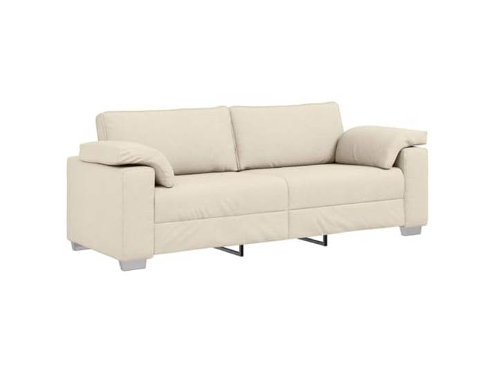 KUTYWEXFM 3-Sitzer Sofa Beige 219 cm Couch Leinenmischgewebe Metallrahmen Ergonomische Polstercouch mit breit geformten Armlehnen und Leinenbezug für Wohnzimmer, Gästezimmer oder Büro.