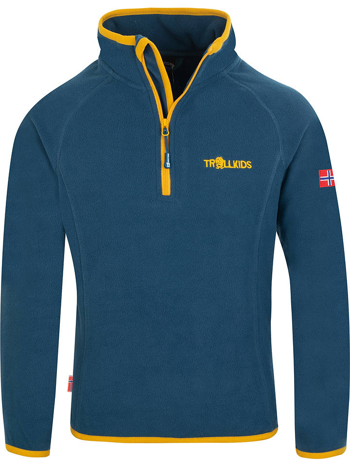 Trollkids Fleecepullover "Nordland" in Dunkelblau/ Orange - 92