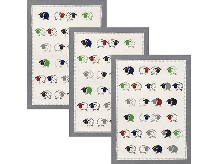 Kracht Geschirrtuch Schäfchen 3er-Pack Halbleinen Schäfchen Größe 50x70 cm