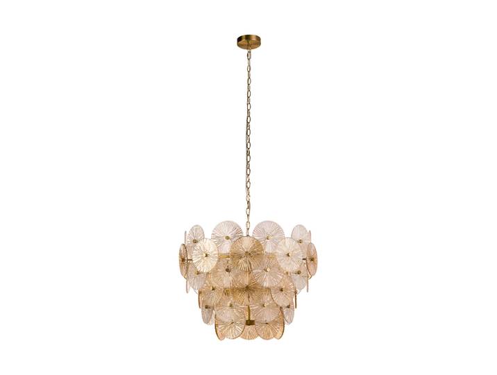 Dimmbare Design Pendellampe „Wagon“ Gold, Amber, Creme Searchlight