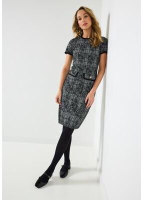 Plus Size Women's Stretch Tweed Shift Dress by Joe Browns in Black Graphic Tweed (Size 2X)