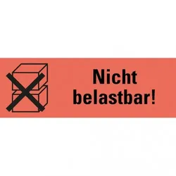 Dreifke® Hinweisetikett Nicht belastbar!, leuchtrot, Haftpapier, perm., 147x50mm, 250/RO