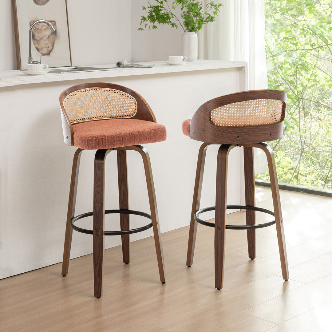 Blue Elephant Leeana Swivel Bar Stool Orange Bar Stool (76cm Seat Height)