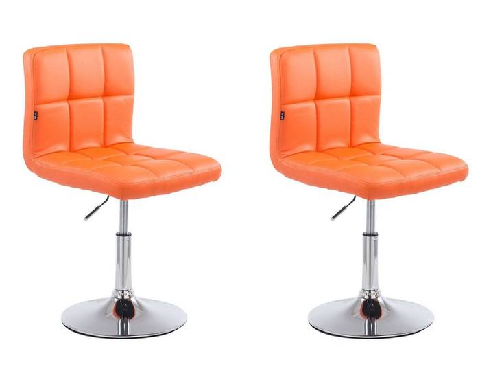 TPFLiving Barhocker 360 Grad Drehfunktion (Esszimmerstuhl - Stuhl für Küche - stabiles Trompetenfuß), Stuhl mit bequemer Sitzfläche: Kunstleder orange