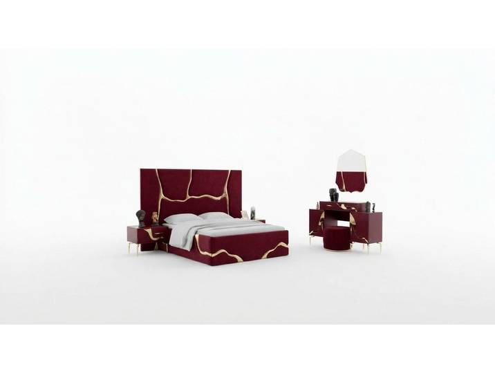 Xlmoebel Polsterbett Luxusbett mit goldenem Schlangenmuster und eleganter Verarbeitung (Bett ohne Matratze, 1-tlg., Bett + Matratze), Hergestellt in Europa