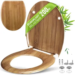 Casaria WC Sitz Toilettendeckel Bambus - Duroplast - Doppelte Absenkautomatik