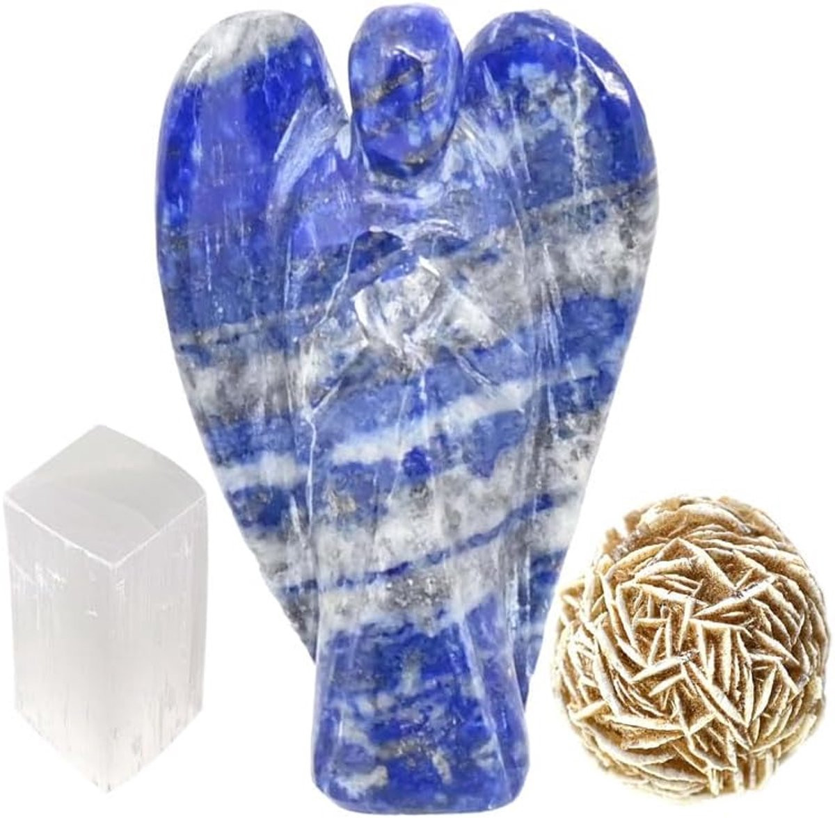 Handgesneden Blauw Beschermengel Figuur van Gesteente voor Decoratie in Huis