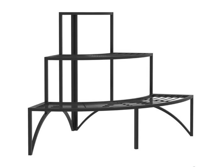 Support pour plantes d'angle – étagère 3 niveaux en métal – noir – 60 x 60 x 87 cm