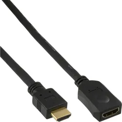 INLINE HDMI Verlängerung, Stecker/Buchse, schwarz, 5m, vergoldete Kontakte, HDMI-High Speed