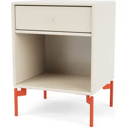 Dream Nachtschrank hellbeige auf roten Beinen