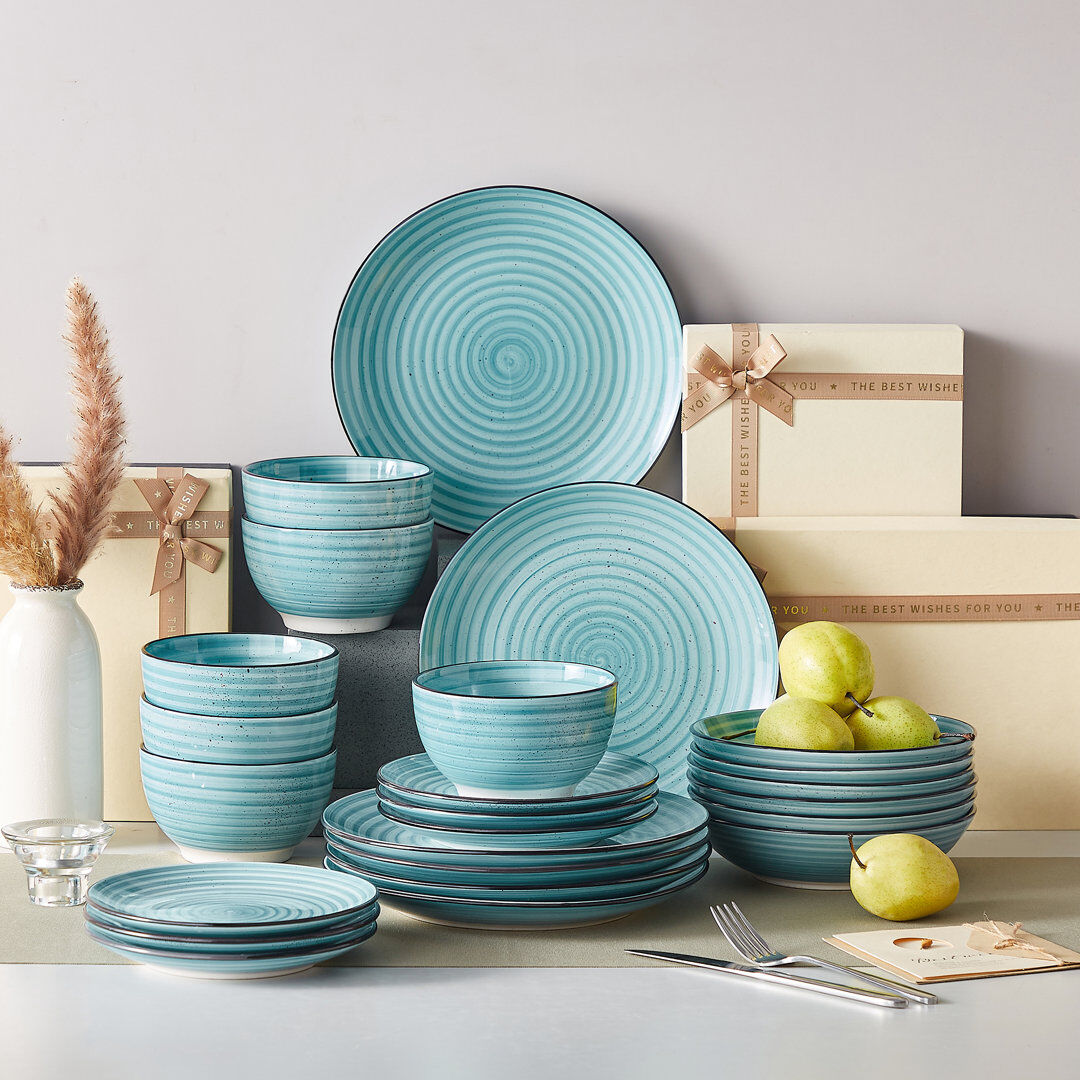 Vancasso Bonbon 48 Piece Dinnerware Set, Service for 12 Blue 48