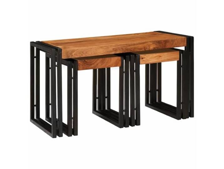 GPUTYGHN Nestingtisch 3 STK. Braun und Schwarz 82 x 40 x 45 cm Industrieller Look, platzsparend, stapelbar, für Wohnzimmer, Seitentisch, Couchtisch, einfache Montage