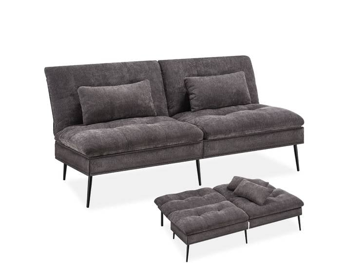 Schlafsofa Tokio, 3in1, 6-fach neigbare Rückenlehne - grau