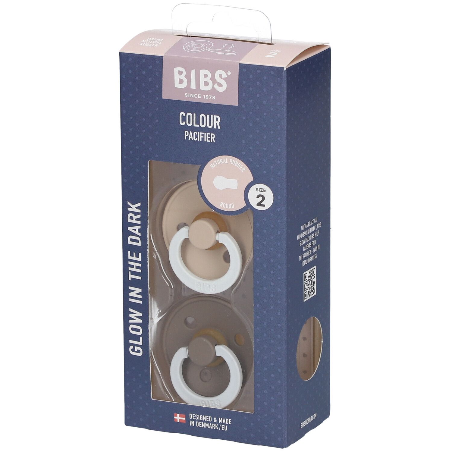 Bibs Fopspeen Latex Glow in the Dark Vanilla - Oak 6-18 Maanden 2 St Schnuller