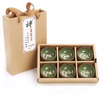 Uplift Treasures 3D Golden Fish China Tea Cup Set 6 Pcs d
