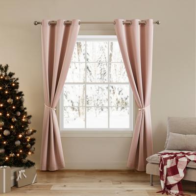No. 918 Gloria Christmas Grommet Curtain Panel Pair with Tie Backs