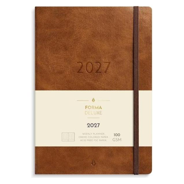 Mayla Pharma A5 Forma Deluxe ugekalender hjf. brun kunstskind 2027 (1 Woche / 2 Seiten) (27200800)