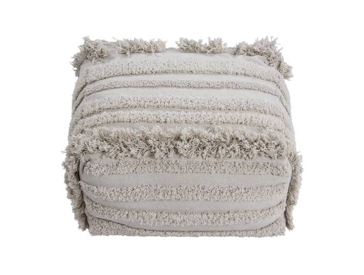 Pouf en coton beige 54x54x27