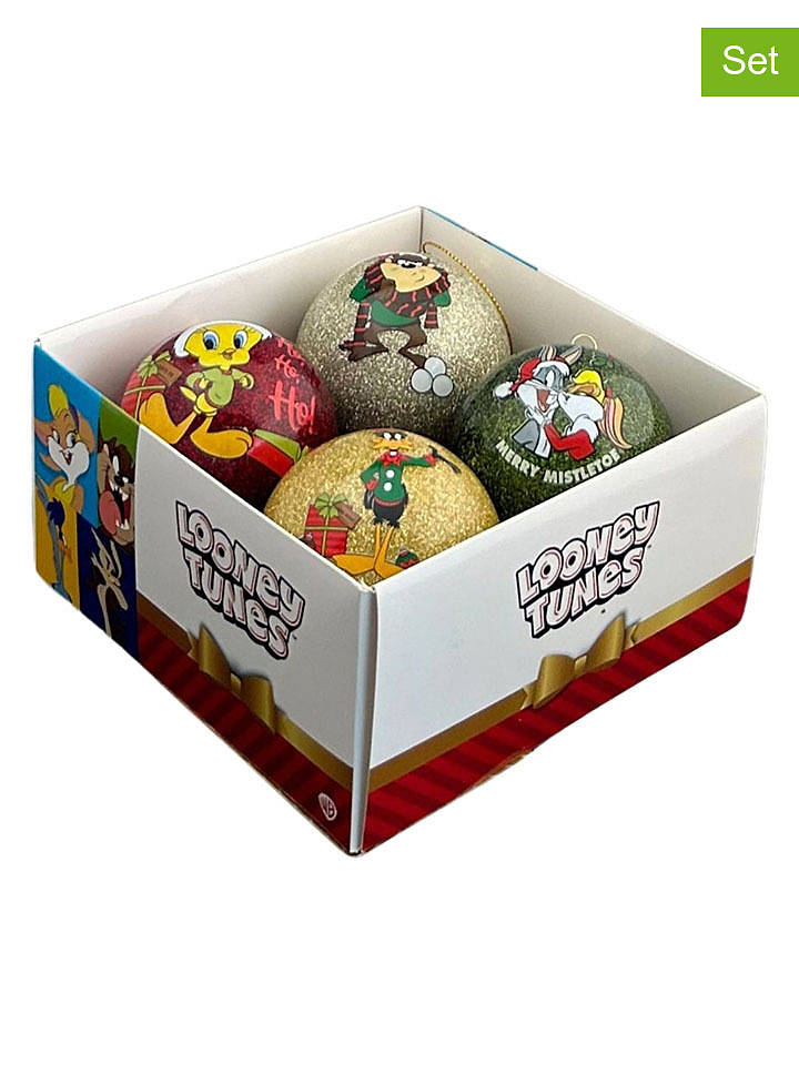 Christmas Inspirations 4er-Set: Christbaumkugeln "Looney Tunes" in Bunt - Ø 7,5 cm - onesize