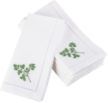 Parsley Embroidered and Hemstitched Cotton Napkin (Set of 6)