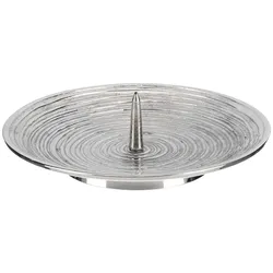 Kerzenteller Spiral Design Messing vernickelt Silber mit Dorn für bis Ø 14 cm Kerzen