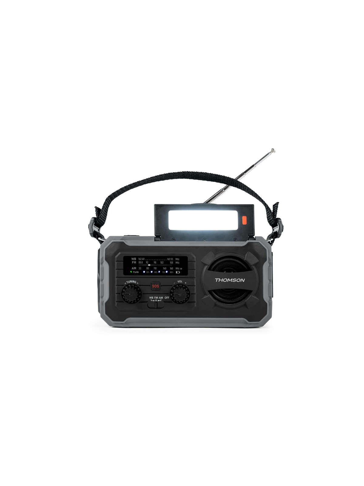 Thomson Emergency Hand Crank Radio with Solar - Grey