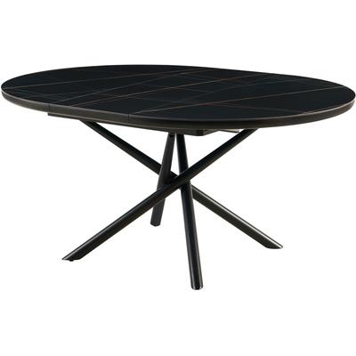 Esstisch SALESFEVER "Stuttgart Esstisch für stilvolles Speisen", schwarz (schwarz, schwarz, schwarz), B:120cm H:76cm T:120cm, MDF, Metall, Keramik, Tische, Esstisch, rund, Keramik, ausziehbar auf 120 - 160 cm