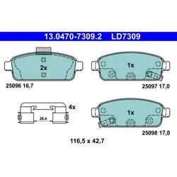 Bremsbelagsatz Scheibenbremse ATE 13.0470-7309.2 für Opel Vauxhall Astra J Gtc