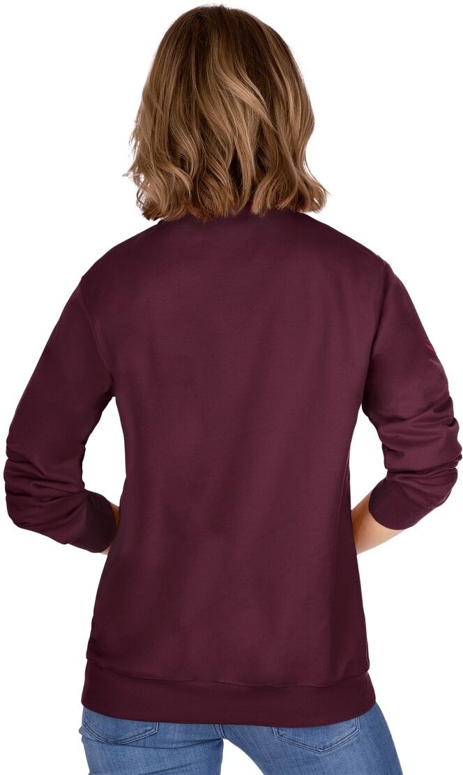 Sweatshirt TRIGEMA "TRIGEMA Sweatshirt", Damen, Gr. 3XL, rot (sangria), Sweatware, 70% Baumwolle, 30% Polyester, Basic, lang, Rundhals, Sweatshirts Sweatshirt sangria 3XL