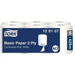 Tork Basic Paper Centre Roll White 6x150, Haushaltspapier, Weiss