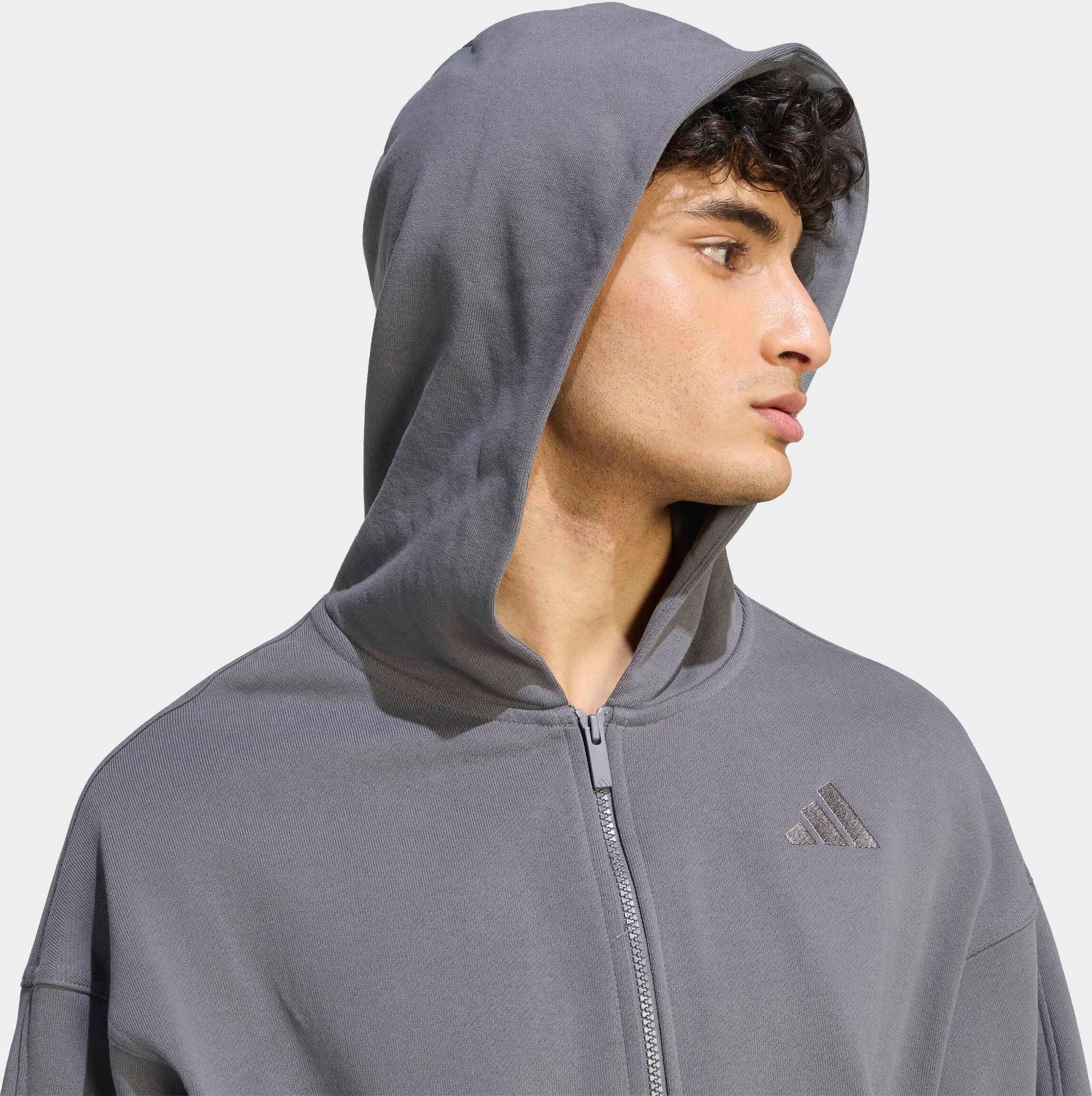Kapuzensweatshirt ADIDAS SPORTSWEAR "M AK SL FZ", Herren, Gr. M, grau (grefiv), Obermaterial: 100% Baumwolle, normal, Rundhals, angesetztes Bündchen, Sweatshirts Kapuzensweatshirt, sportliches Kapuzensweatshirt, schwere Stoffqualität, mit Kapuze grefiv M