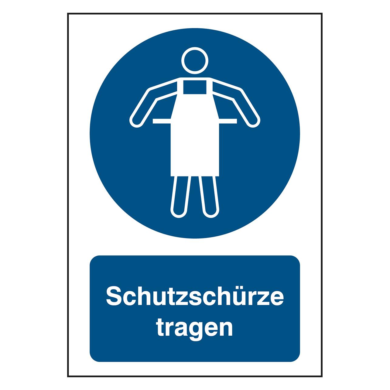 Brady B-862, Toughwash-Gebotsschild, M026 - Schutzschürze tragen, Polyester, Weiss auf Blau, 297 x (199760)