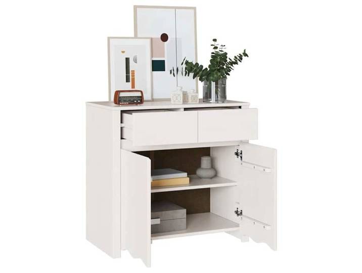 Buffet en bois de pin massif - - Drammen - 79x43x75 5 cm - Blanc - 2 portes - Assemblage requis - Design moderne