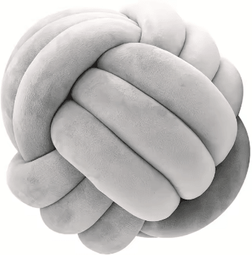 Inspire Essentials Cozy Knotted Ball Pillow Plush Decorative Cushion For Sofa And Gaming Chair grey 12x12cm