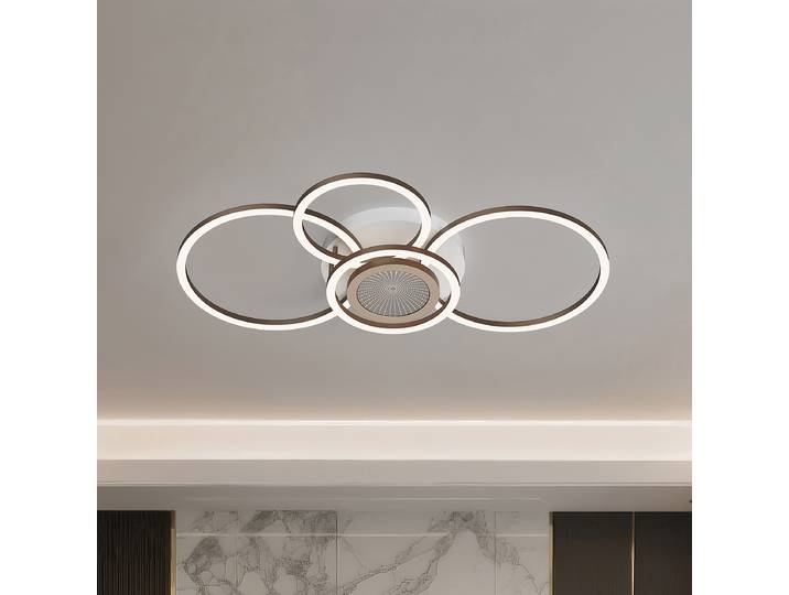 Plafonnier SUNEK Ø 64cm Blanc/Marron Fer / Polyacrylique LED non-remplaçables Module LED