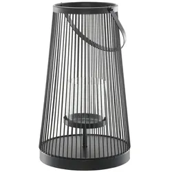 Laterne   , schwarz , Metall,Glas , Maße (cm): H: 34  Ø: 20