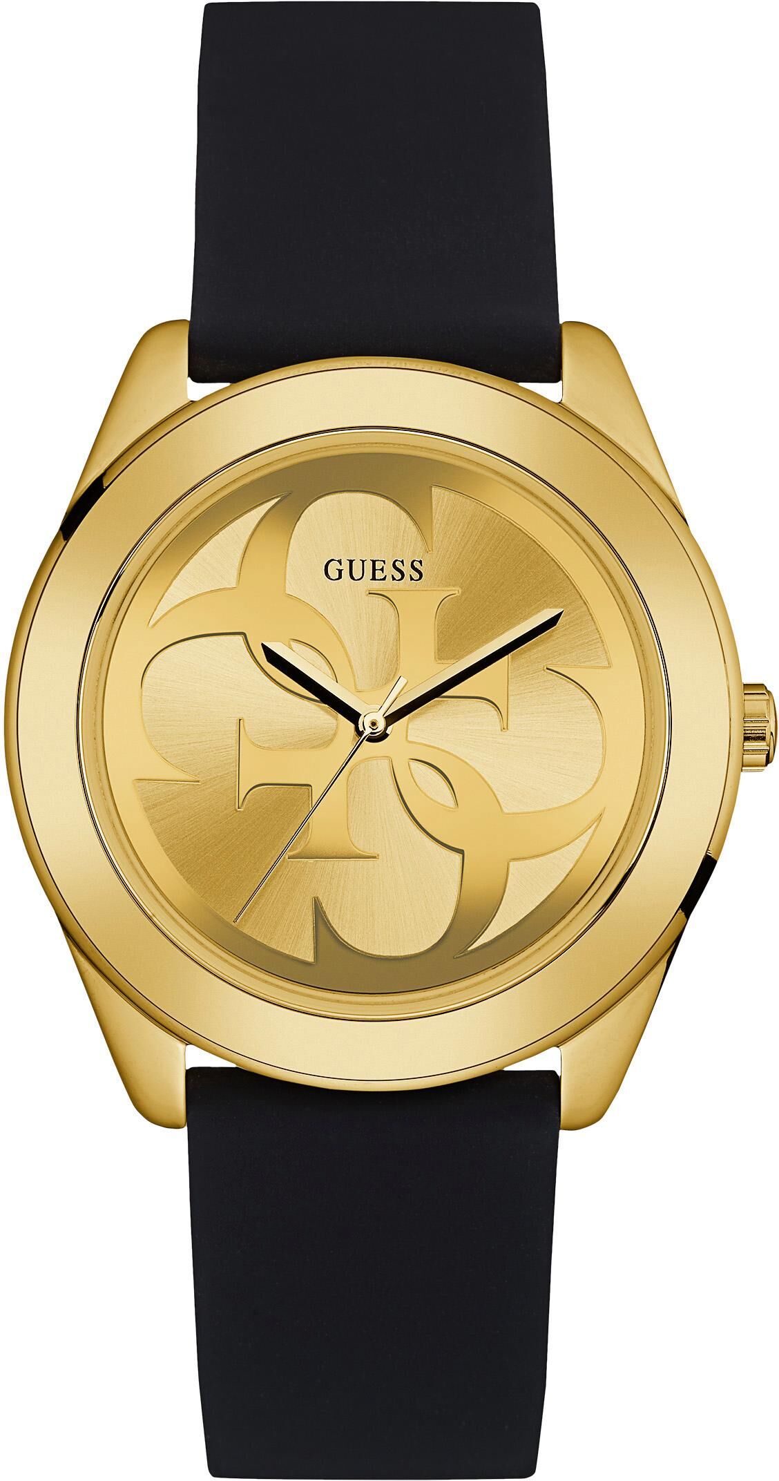 Quarzuhr GUESS "G TWIST", schwarz, Armbanduhren, Damen, Quarzuhr, Armbanduhr, Damenuhr, analog, Silikonarmband