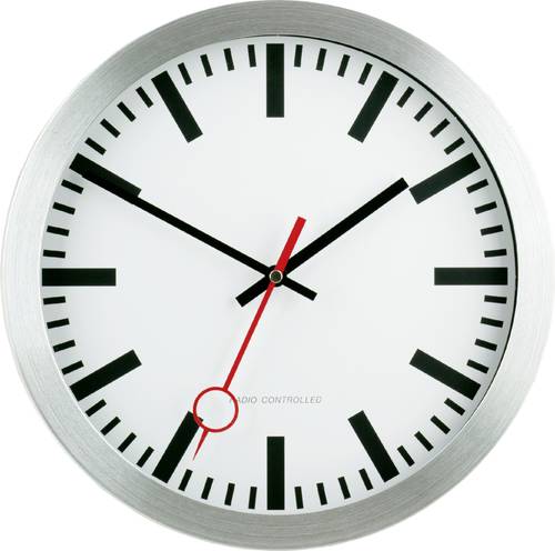 EUROTIME 59002-07 Funk Wanduhr 30cm Silber