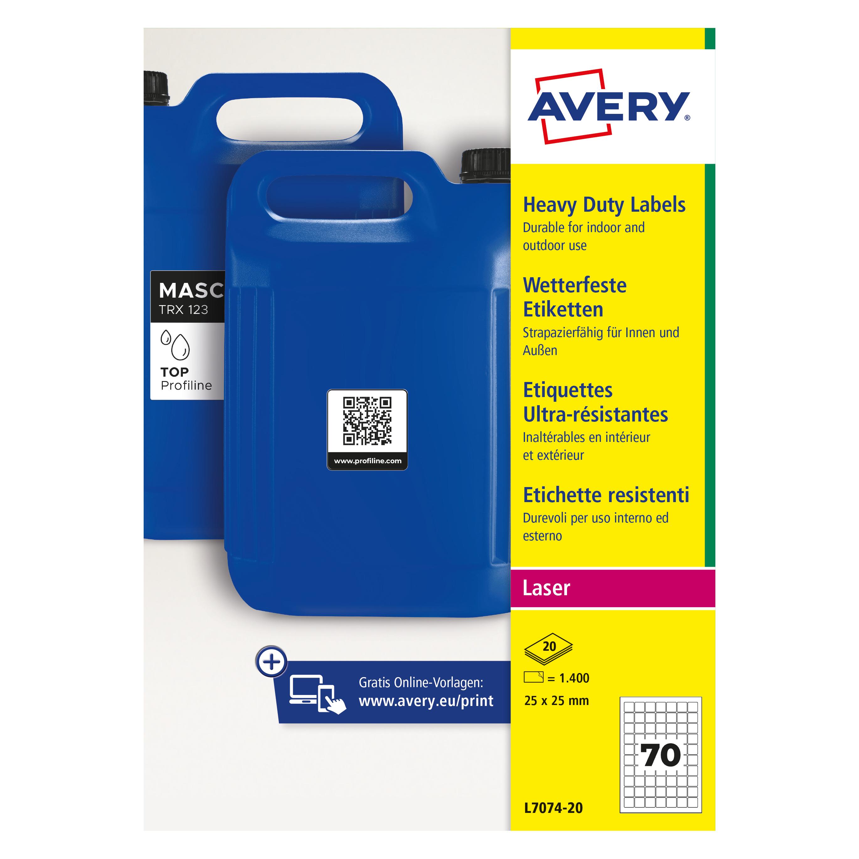 Avery Universaletiketten 25x25mm QR-Code weiss (L7074-20)