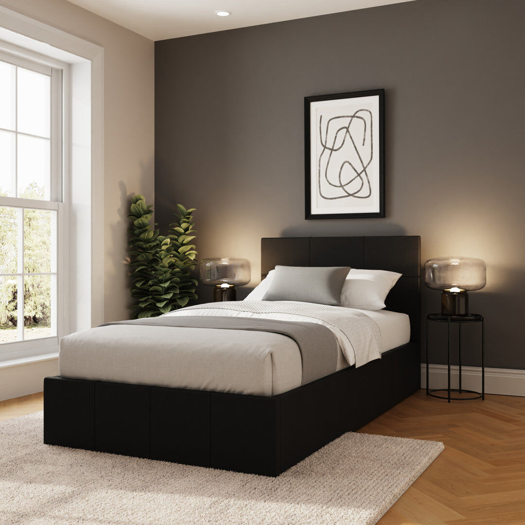 Zipcode Design Beaird Upholstered Single (3') Lift Up Storage Bed Black Single (3')