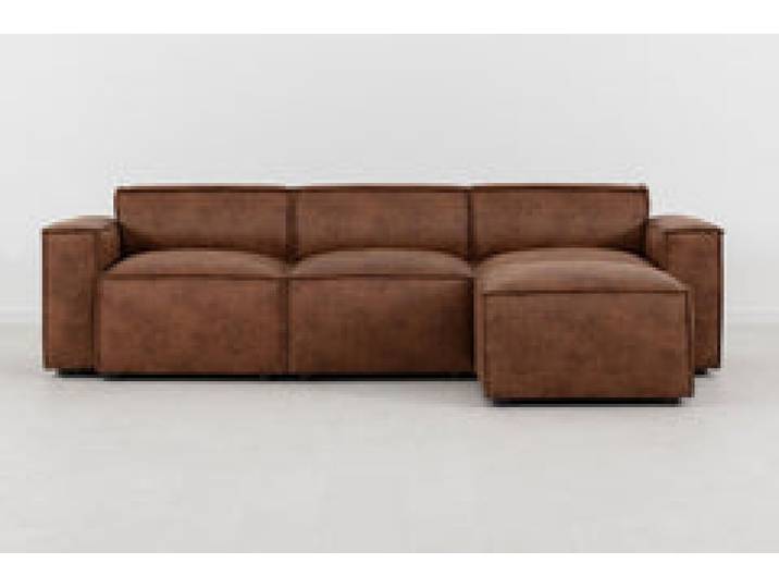 Dreisitzer-Sofa Model 03 mit Chaiselongue rechts, Kastanienbraun