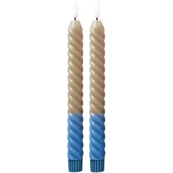 RICE LED Kerzen Twisted 2er, 25 cm, Sand