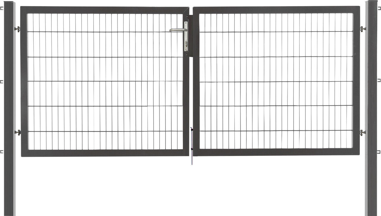 Floraworld Gartentor doppelflügelig Premium inkl. 2 Pfosten 300 x 120 cm anthrazit