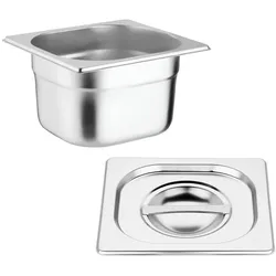 Gastronoble Vogue GN-Behälter GN1/6 mit Deckel - 10cm - 12 Behälter - Edelstahl